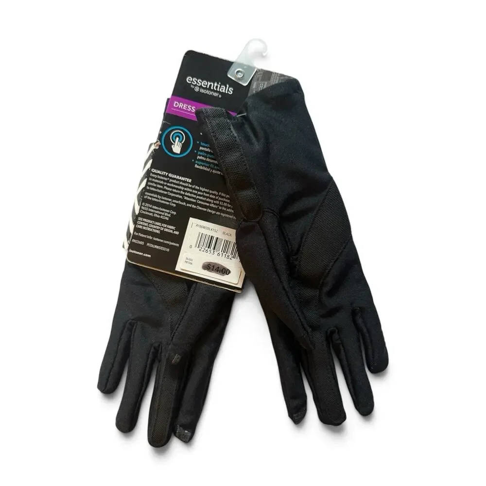 Vtg ISOTONER Essentials Dress Gloves SmartTouch SZ MD NWT Black Womens OSFM